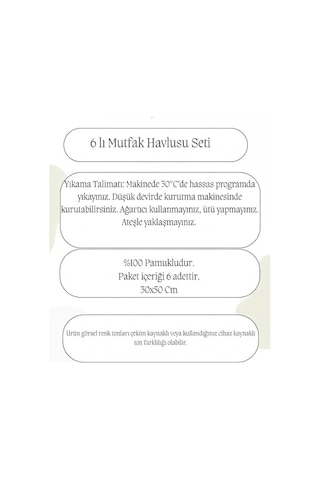 Biçomi Ultra Emici %100 Pamuklu Baklava Dokuma 6'lı Mutfak Ve Kurulama Havlusu Seti Çok Renkli