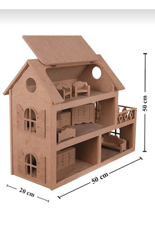 Ahşap Oyuncak Barbie Evi 15 Adet Minyatür Mobilya Takımı Hed...