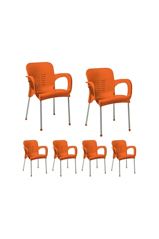 Hesaplimagazam 6 Adet Metal Ayaklı Plastik Sandalye