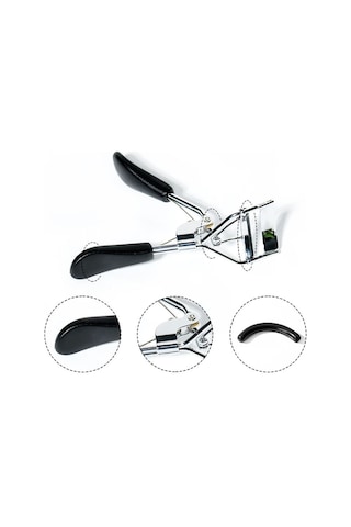 Paslanmaz Çelik Yaylı Ergonomik Kirpik Kıvırıcı Siyah Cin652