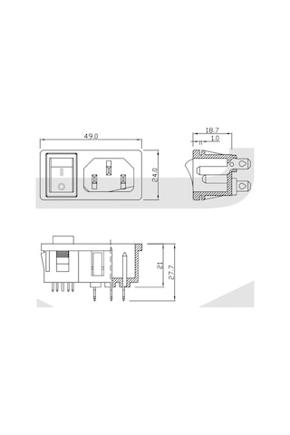 Ac Power Socket + Rocker Switch (15 Adet)