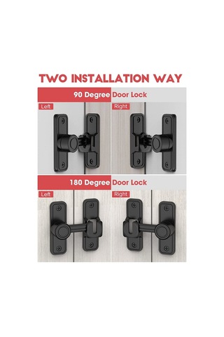 Ccgloball Ağır Kapı Mandalı 90 Derece Sağ Açı Ahır Kapı Kilidi Anti-hırsızlık Sürgülü Kapı Kilidi Mandalı Bahçe Siyah