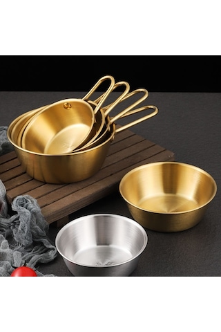 Sones 304 Paslanmaz Çelik Baharat Kasesi Restoran Pirinç Şarabı Atıştırmalık Servis Şişesi, Model: 14cm Sapsız Altın