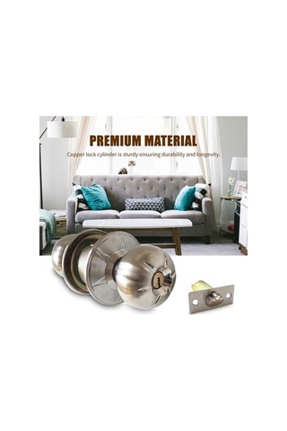 Prestigegoods Kapı Kolu Kilit Seti 3 Anahtarlı Yuvarlak Top Stili Gizli Banyo Kulp Paslanmaz Çelik Cilalı Set Diğer