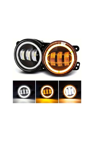 Xuweiwei 2 Adet 4 Inç Angel Eyes Led Işık Beyaz Halka Dc12v/24v 6000k Parlak Beyaz Ve Sarı Round Led Çalışma Işığı Jeep Wrangler Jk Tj Lj Ford İçin