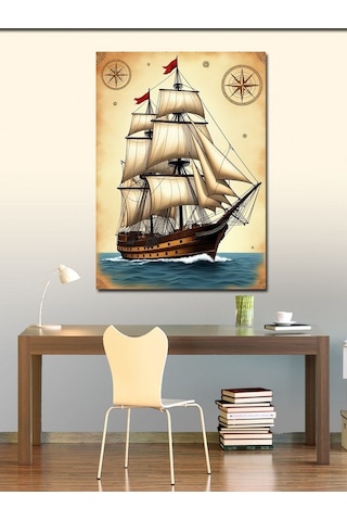 Kanvas Tablo Yelkenli Gemi Yolculuğu 50cmx70cm