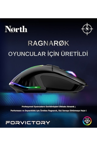 North Ragnarok PMW3389 RGB 12.800 Dpı Profesyonel Makrolu Oyuncu Mouse
