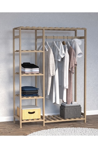 Ahşap Gardırop, Masif Ahşap Dolap, Açık Dolap 110x40x150 Ahşap