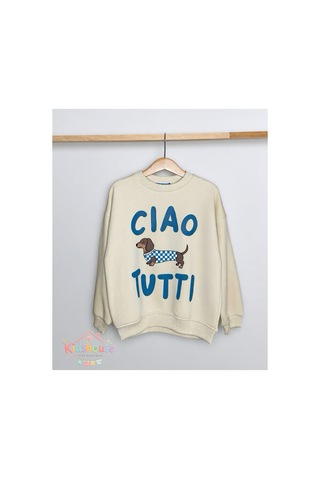 Laciel Prs Köpek Desenli Sweatshirt Bej Bej