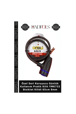 Özel Seri Koruyucu Günlük Kullanım Pratik Kilit Ymk732 Bisiklet Kilidi 65cm 8mm Çok Renkli