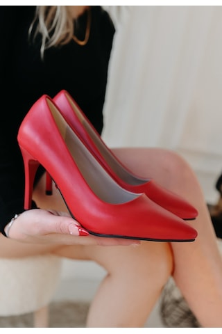 Modadua Jilya Kırmızı Cilt Stiletto Ayakkabı Çok Renkli