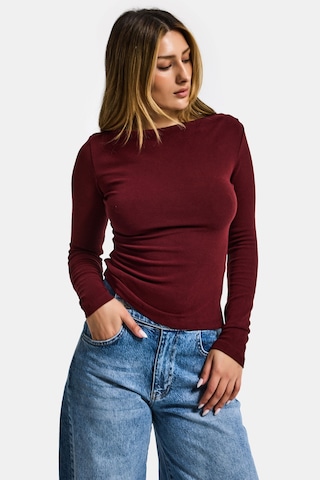 Itsbasic Kadın Bordo W5 %100 Pamuk Asimetrik Kesim Esnek Bluz Body