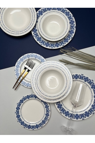 Tabak Evi Bonsai Blue Garden Porselen Yemek Takımı 4 Kişilik 16 P