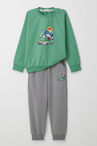 Breeze Erkek Bebek Eşofman Takım Yarışçı Ayıcık Baskılı 9 Ay-3 Yaş, Mint Yeşili Mint Yeşili