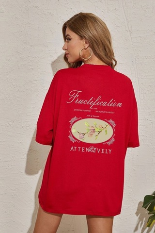 Flood Of Style Unisex Fructification Baskılı T-shirt Kırmızı
