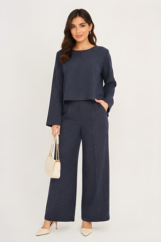 Lili Woman Kadın Midnight Sparkle Taş Detaylı Relax Fit Takım K.1420 Lacivert