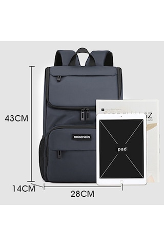 Tough Slhs 3405 Şık Günlük Sırt Çantası Büyük Kapasiteli Sırt Çantası İşe Gidiş Laptop Çantası Gri