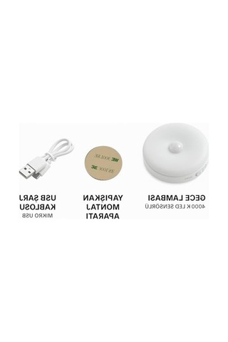 6'lı Hareket Sensörlü Gece Lambası, Usb Şarjlı 10 Parça Siyah