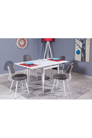 Kare Kartal Masa, Beyaz, 80x70 Diğer