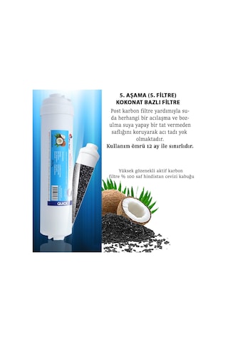 WaterMelon 12 Inç Kokonat Bazlı Ultra Tatlandırıcı Post Karbon Filtre