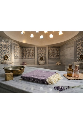 Ludıa %100 Pamuklu Çizgili Peştemal Havlu Banyo Ve Plaj Havlusu 90x185 Cm Mor