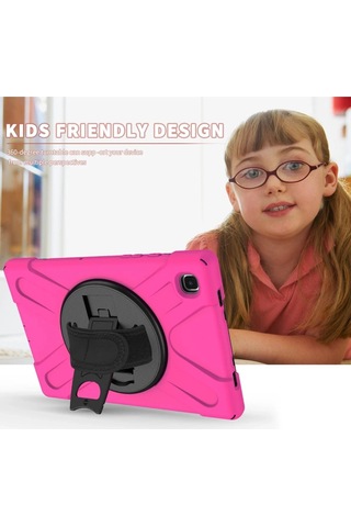 Mey İthalat Samsung Uyumlu Galaxy T220 Tab A7 Lite 8.7 Kılıf Amazing Tablet Kapak - Pembe Arka Kapak
