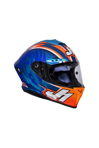 Just1 J-gpr Melandri Replica Kapalı Motosiklet Kaskı Mavioranj Mavi - Turuncu