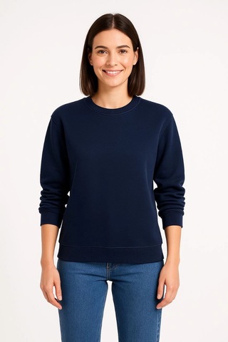 Novalisse Kadın 3 İplik Pamuklu Düz Bisiklet Yaka Sweatshirt - Lacivert Çoklu Renk