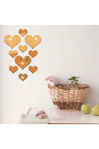 Yaozixa 10 Adet Siyah 3d Kalp Şekilli Akrelik Yansıtar, Duvar Dekoru, Dıy Odası Zenginleştirici, Pvc Materyal, Ev Dekorasyon Aracı Siyah