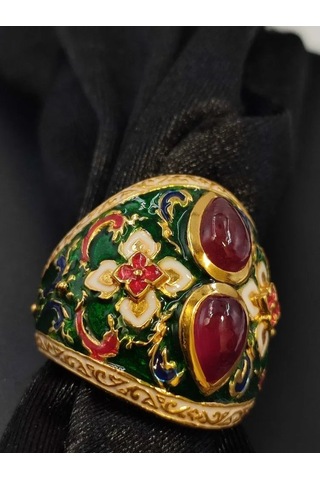 925 Ayar Gümüş Mine İşlem Yüzük 253 Altın