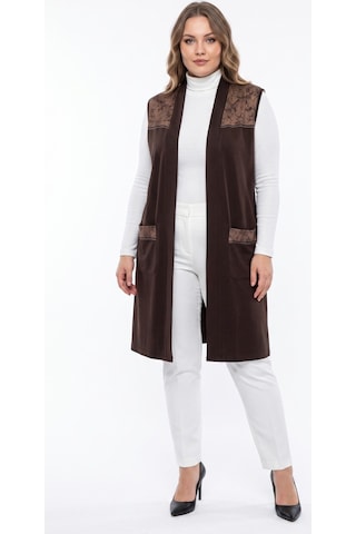 Wearon Kadın Düğmesiz Cepli Modelli Yelek 54050 Bgl-st05663 Kahve