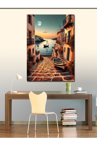 Kanvas Tablo Akdeniz Stili Sokak Ve Deniz 50cmx70cm