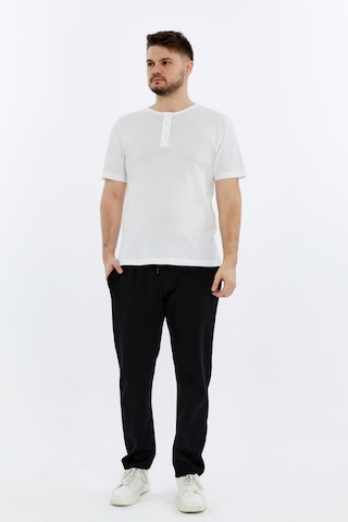 Erkek Henley Yaka %100 Pamuklu Dokulu Kumaştan Kısa Kollu Günlük Basic Tişört Beyaz