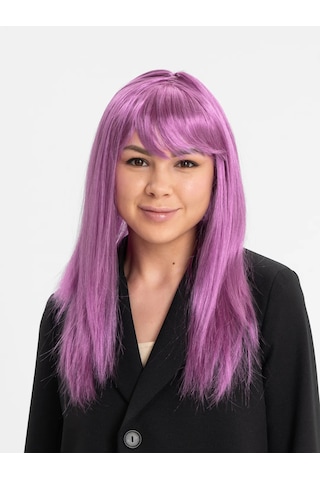 Rose Pembe Renk Düz Kesim Uzun Parti Peruğu Takma Saç Lisinya