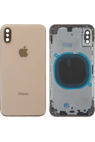Apple Uyumlu iPhone XS Boş Kasa Gold (Altın) Renk