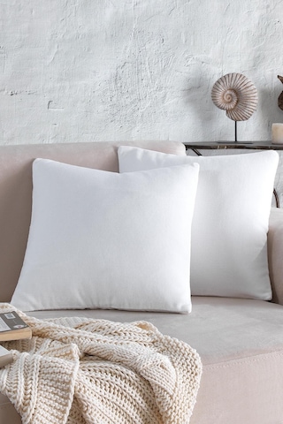 Maisonart Cozy 2 Adet Beyaz Renk Kadife Pamuklu Kırlent Yastık Kılıfı 44x44 Cm