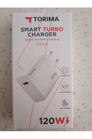 Torima 120w Şarj Cihazı + Hızlı Şarj Destekli Kablo 1-Beyaz