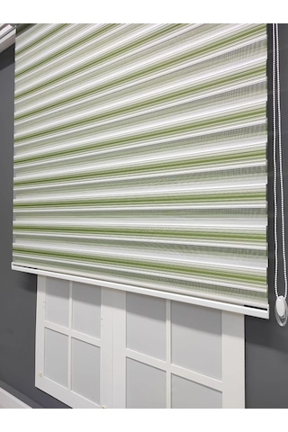 Yeşil Beyaz Geçişli Zebra Stor 200x200 Çok Renkli
