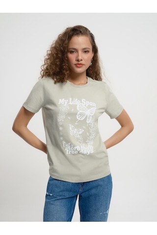 Loose Fit Kadın Tshirt K.kol Yeşil