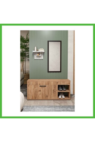 Vaveni Ayakkabılık Dolabı Kahverengi 90 Cm Arz