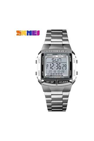 Gümüş Skmeı Spor Saat Erkekler Dijital Saat Elektronik Erkek Saatler Top Marka Lüks Su Geçirmez Erkek Izle Çok Renkli