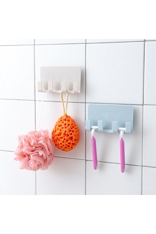 Ranyeek Duvar Montajlı Şarj Telefon Tutucu, Delme Yok Kurulum, 4 Kanca Depolama Rafı, Beyaz, Abs Malzeme, Ev Ofis Kullanıma Uygun