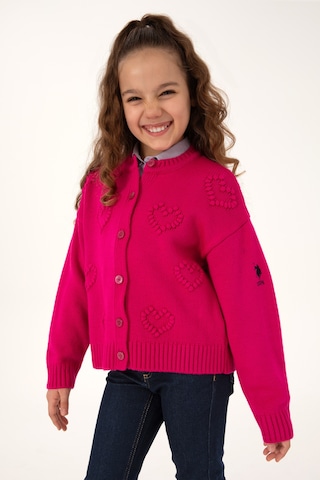 U.s. Polo Assn. Kız Çocuk Fuşya Hırka Triko 50316277-vr023 Fusya
