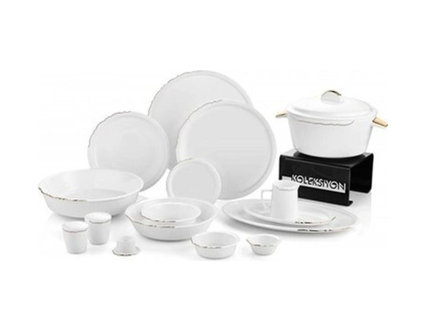 Koleksiyon Eser-i İstanbul 120 Parça 12 Kişilik Yemek Takımı -altın Süt Beyazı