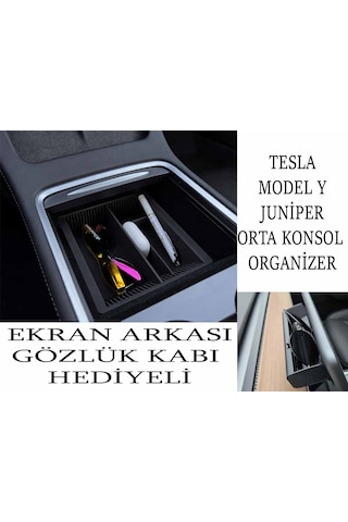 Tesla Model Y Juniper Orta Konsol Organizer Hediyeli Siyah