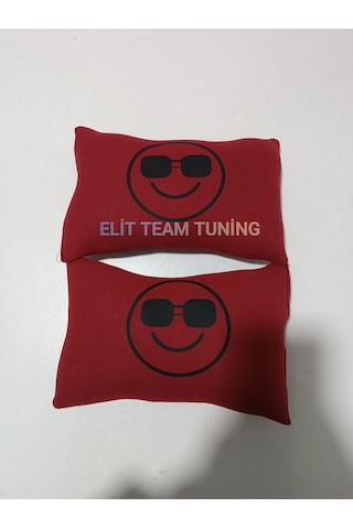 Gülümseyen Gözlüklü Emoji Kelebek Yastık 2li Kırmızı