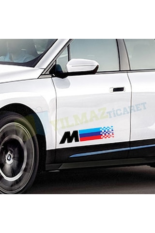 Bmw M Bayrak Kapı Altı Oto Sticker Etiket Yapıştırma Çıkartma 2Ad 40 X 8,5 Cm