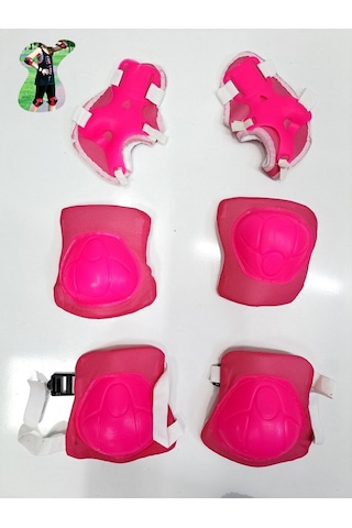 Çocuk Dizlik Dirsek El Koruyucu Set Güvenlik Aksesuarları Dizlik Dirseklik El Koruma 4-12 Yaş 29x19 - 19x35 / Pembe Pembe