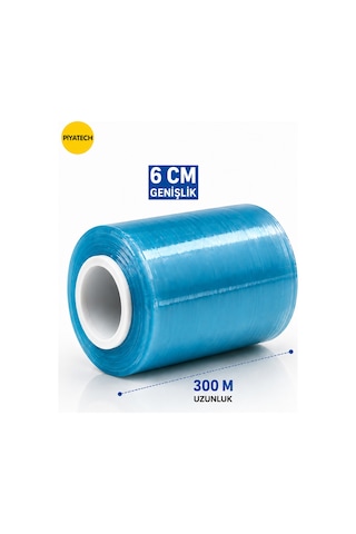 Mavi Mini Streç Film 6 Cm X 300 Metre Ambalaj Ve Paketleme Streçi Rulosu
