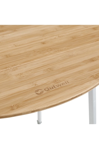 Outwell Custer Round Yuvarlak Bambu Katlanır Kamp Masası Kahverengi